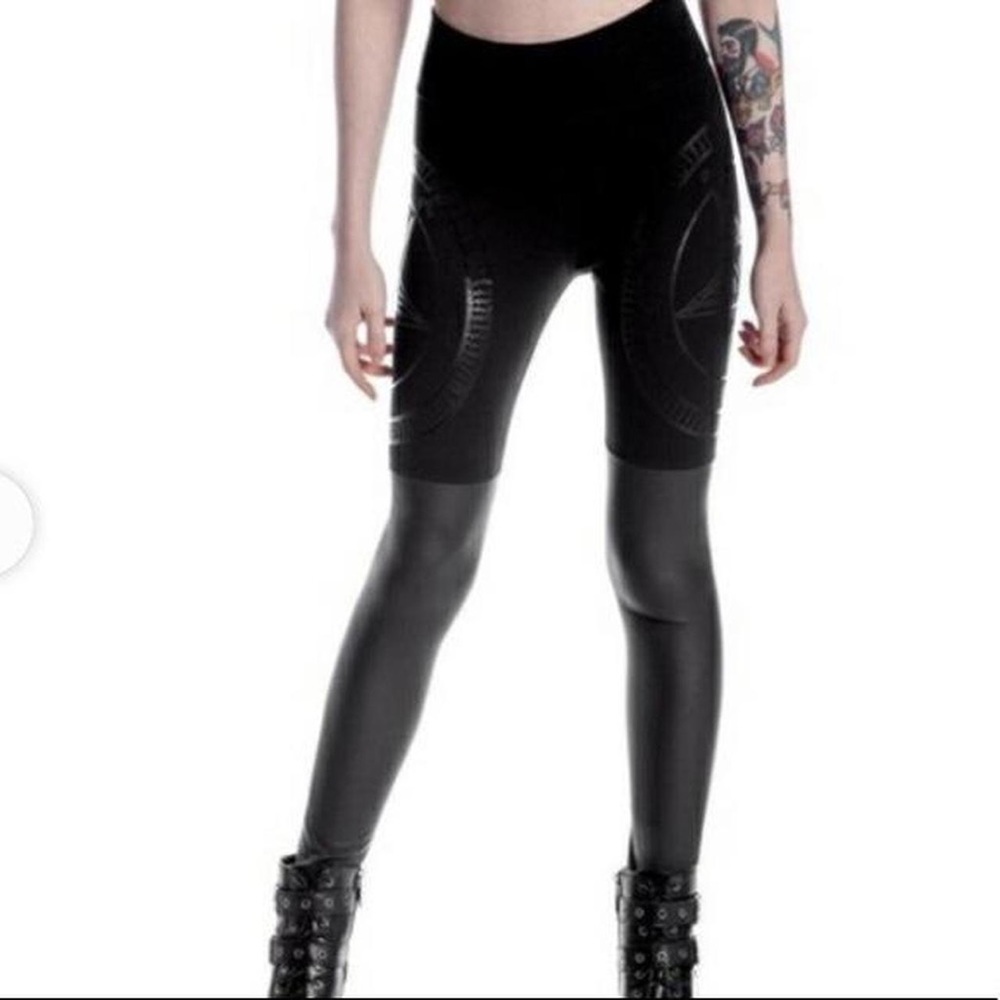 KillStar Faux Leather Pentagram Leggings